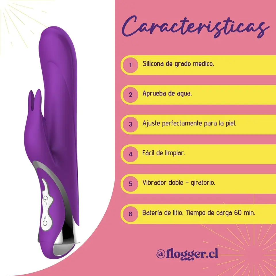 Vibrador de Conejo Sissile Melody CHISA - Punto G, Cabezal Giratorio y 10 Modos 5