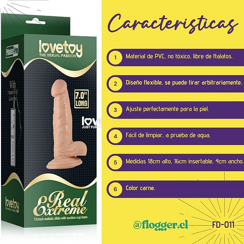Dildo Real Extreme LOVETOY 18cm (7,0")