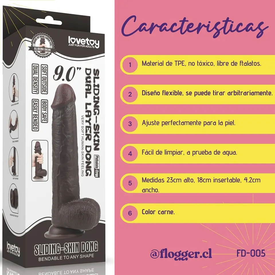 Dildo realista masturbable Dong 23cm (9,0