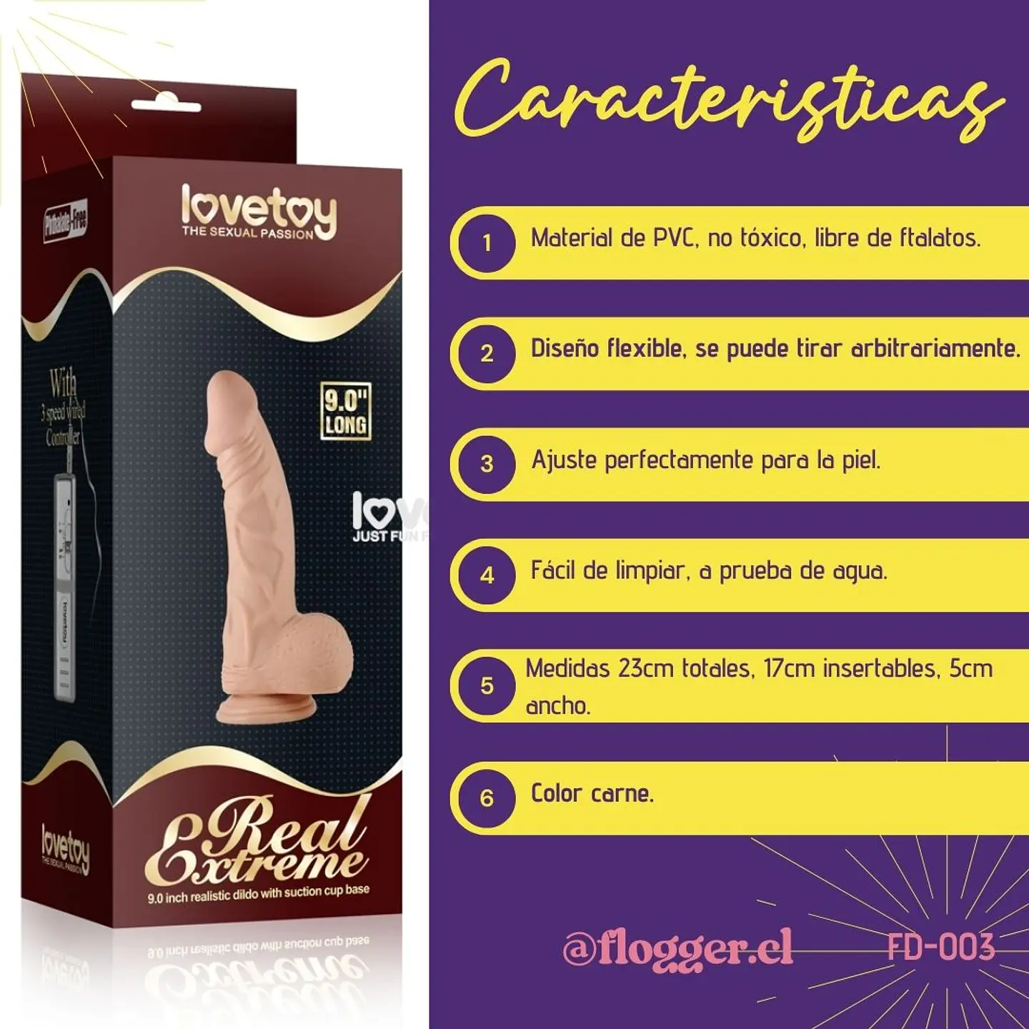 DildoReal Extreme de Lovetoy 23 cm (9,0