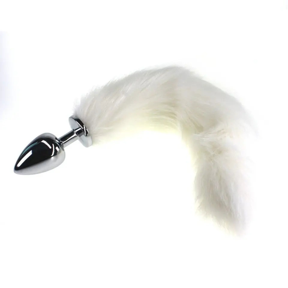 Plug anal metálico con cola blanca  talla S 1