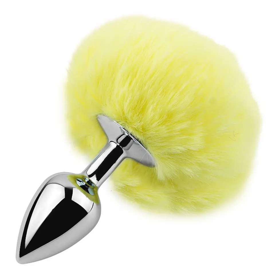 Plug Anal Metálico M Con Pompón Amarillo 1