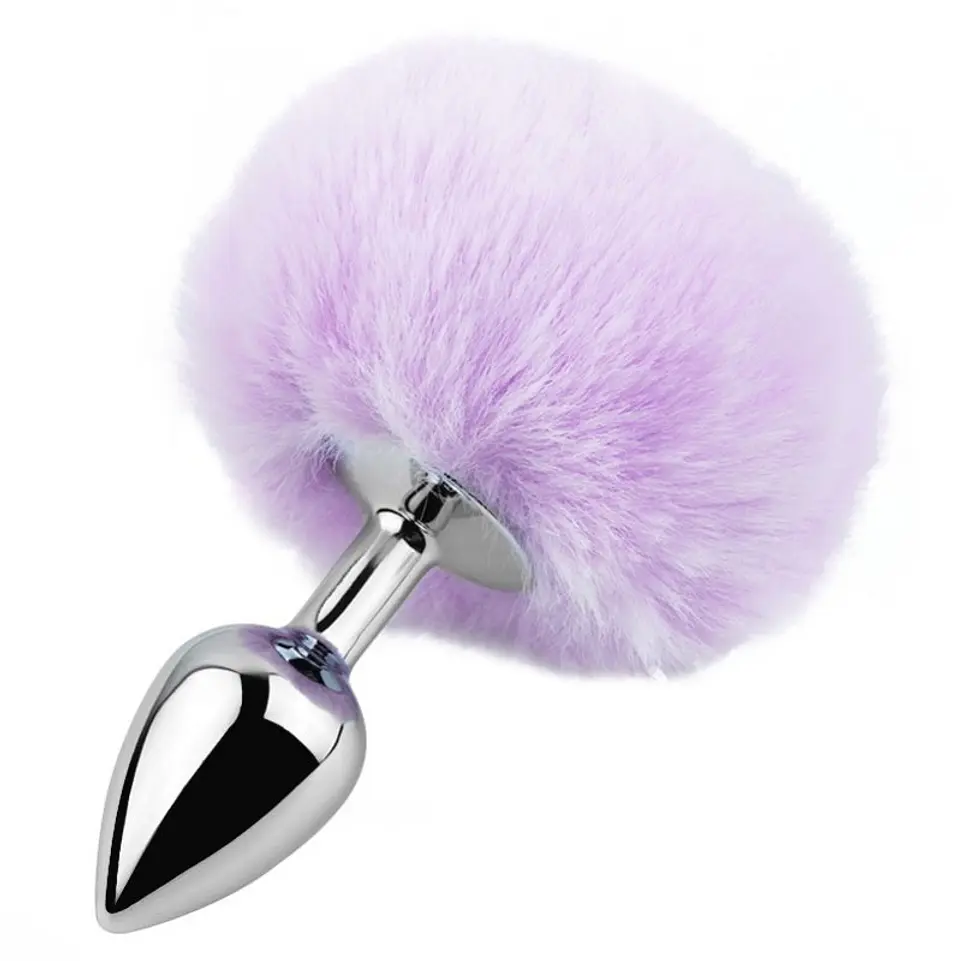Plug Anal Metálico S Con Pompón Lila  1