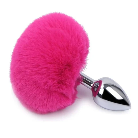 Plug Anal Metálico S Con Pompón Fucsia