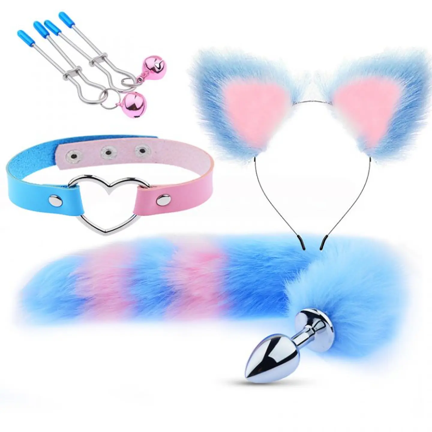 Kit Bondage De 4 Accesorios Celeste/Rosado 1