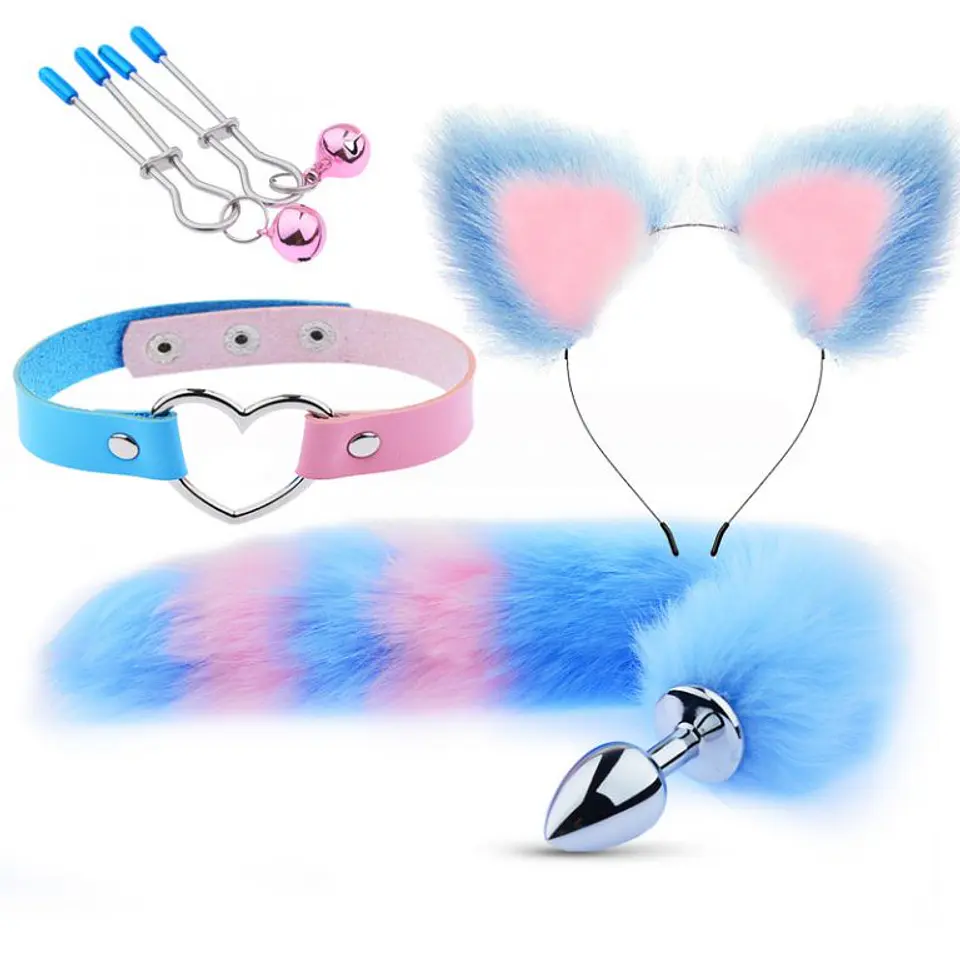 Kit Bondage De 4 Accesorios Celeste/Rosado 1
