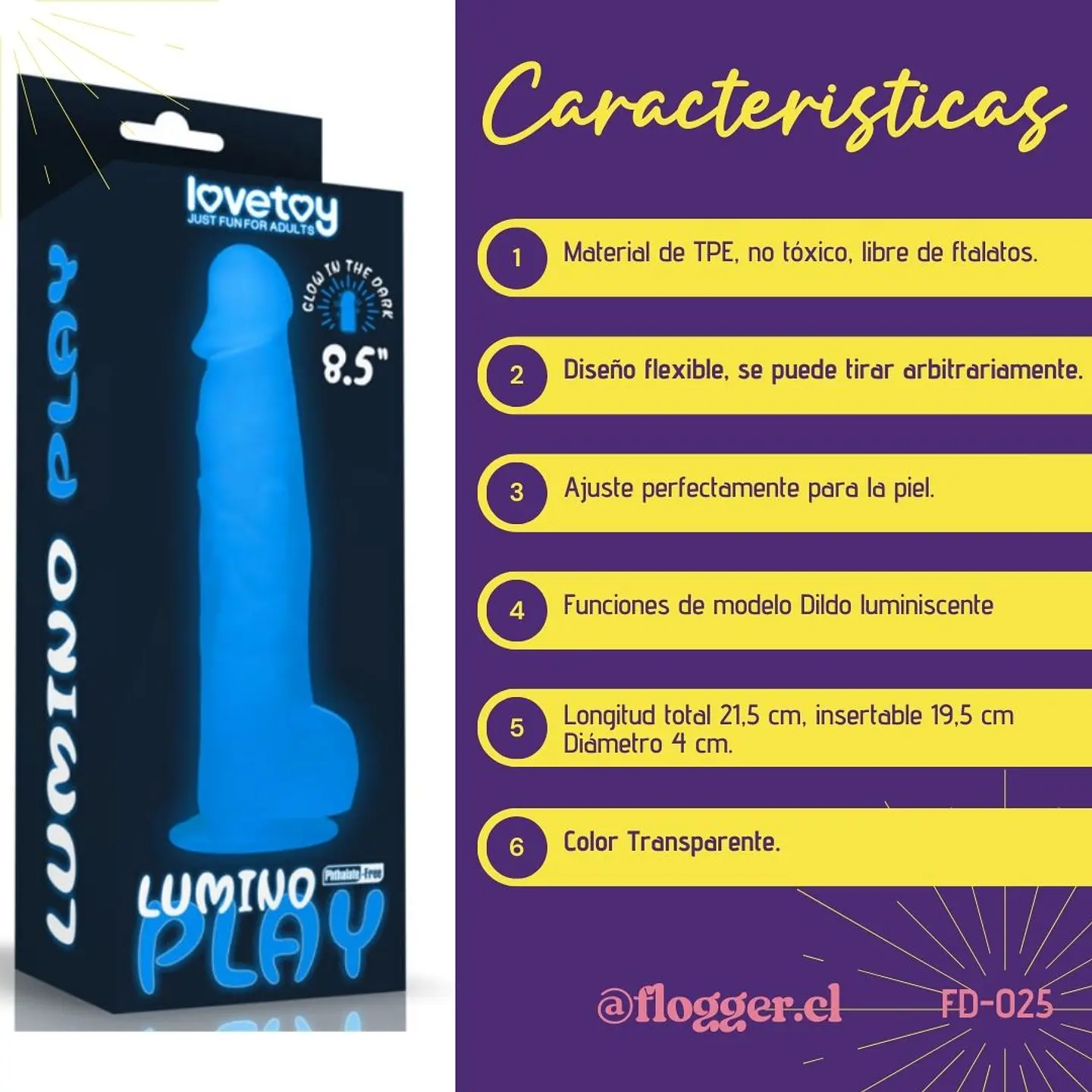 Dildo luminiscente Lumino 16,5cm LOVETOY 3