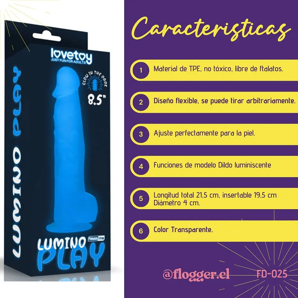 Dildo luminiscente Lumino 16,5cm LOVETOY 3