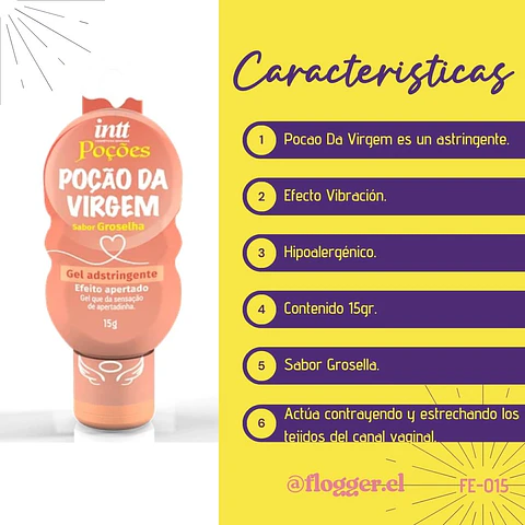 Gel Estrechante y Astringente Poção Da Virgem 15g - Más Firmeza y Placer