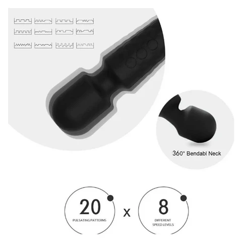 Vibrador Masajeador Zion con Cabezal Flexible - 20 cm y 160 Combinaciones