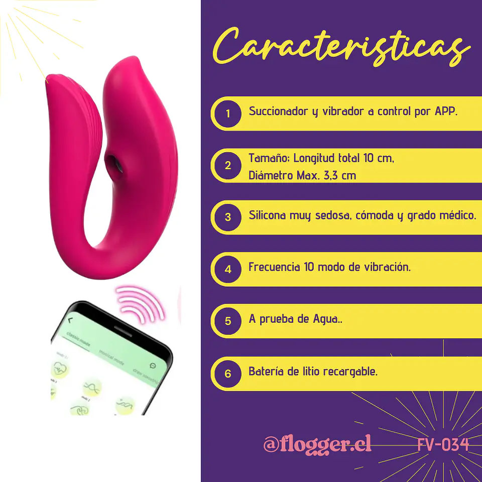 Vibrador y Succionador Smart Vivian con App - Control a Larga Distancia 6