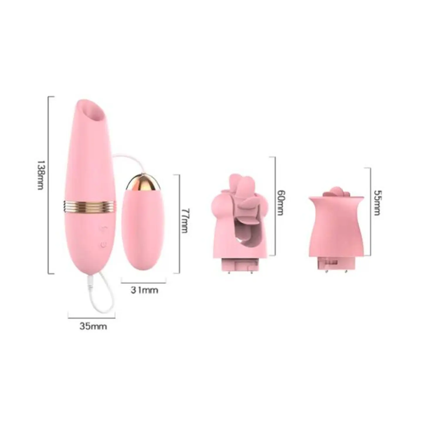 Vibrador con huevo y tres cabezales intercambiable LILO 2