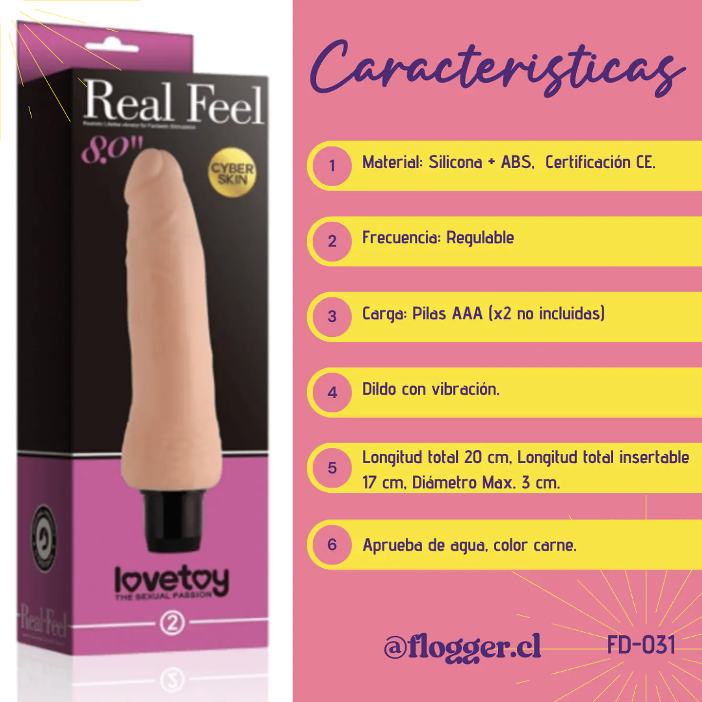 Dildo vibrador RealFeel 20cm 2