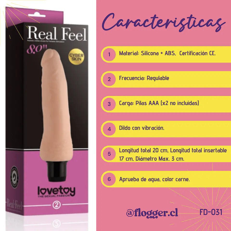 Dildo vibrador RealFeel 20cm 2