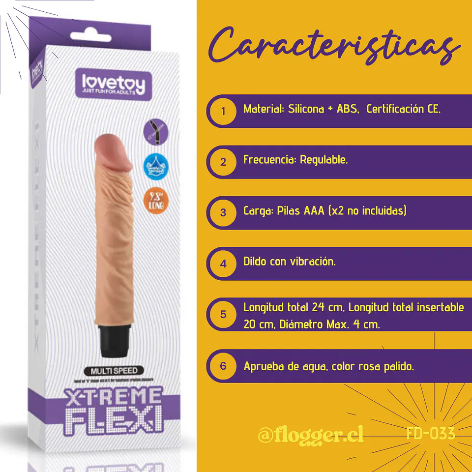 Dildo vibrador Xtreme Flexi 24cm 2