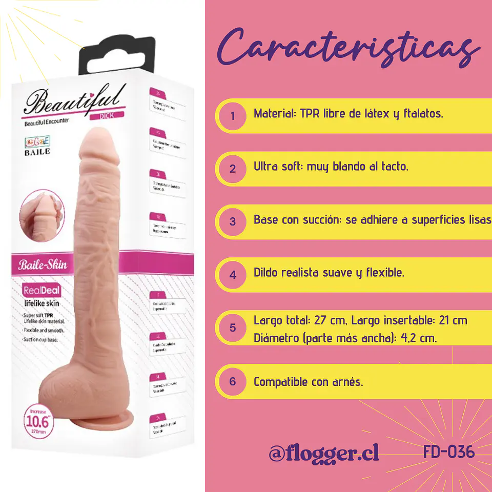 Dick Dildo Realista Super Soft 27 cm  Pretty Love 3