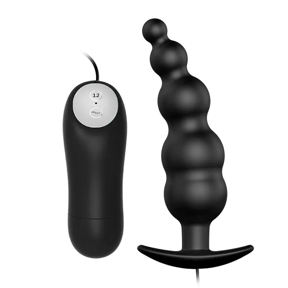 Plug Anal Vibrador Perlas Vibrantes con control 1