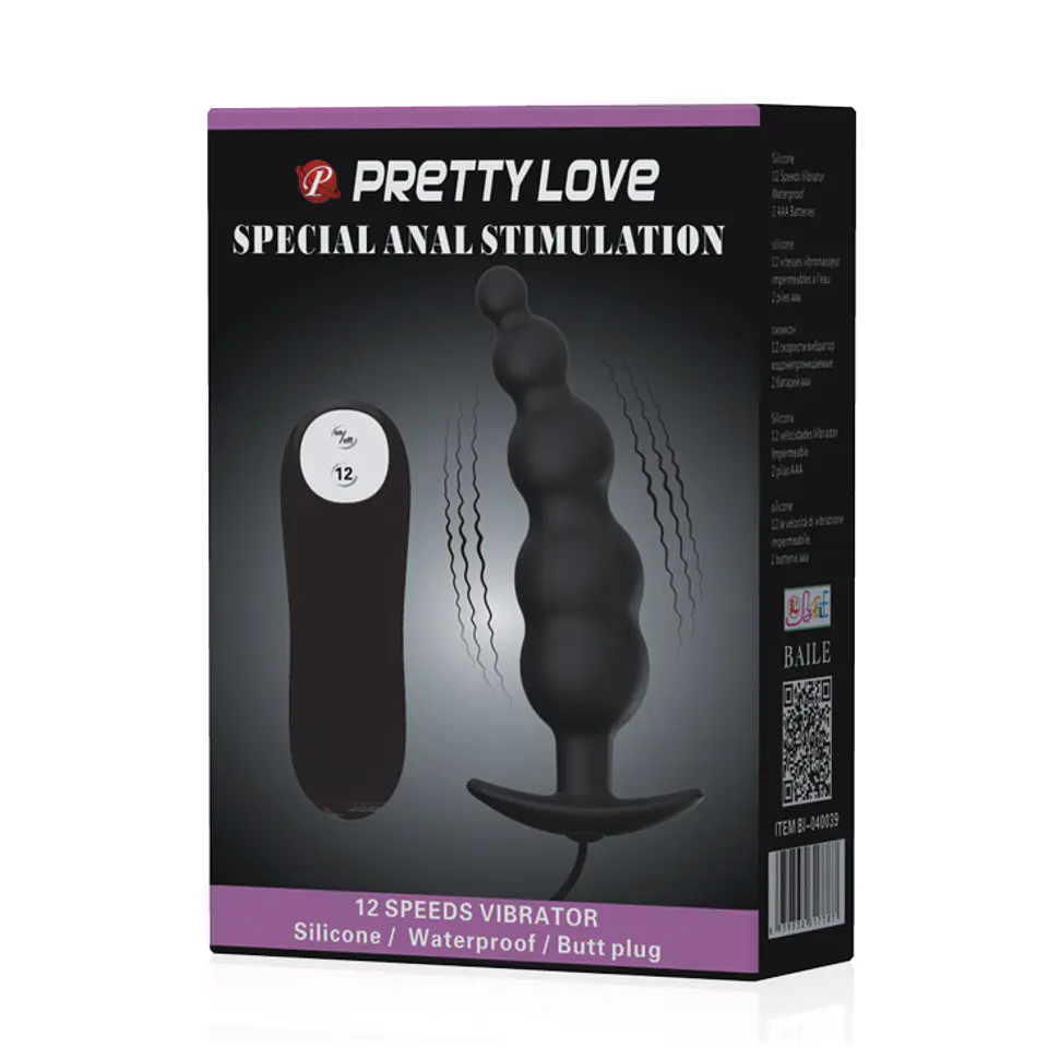 Plug Anal Vibrador Perlas Vibrantes con control 2