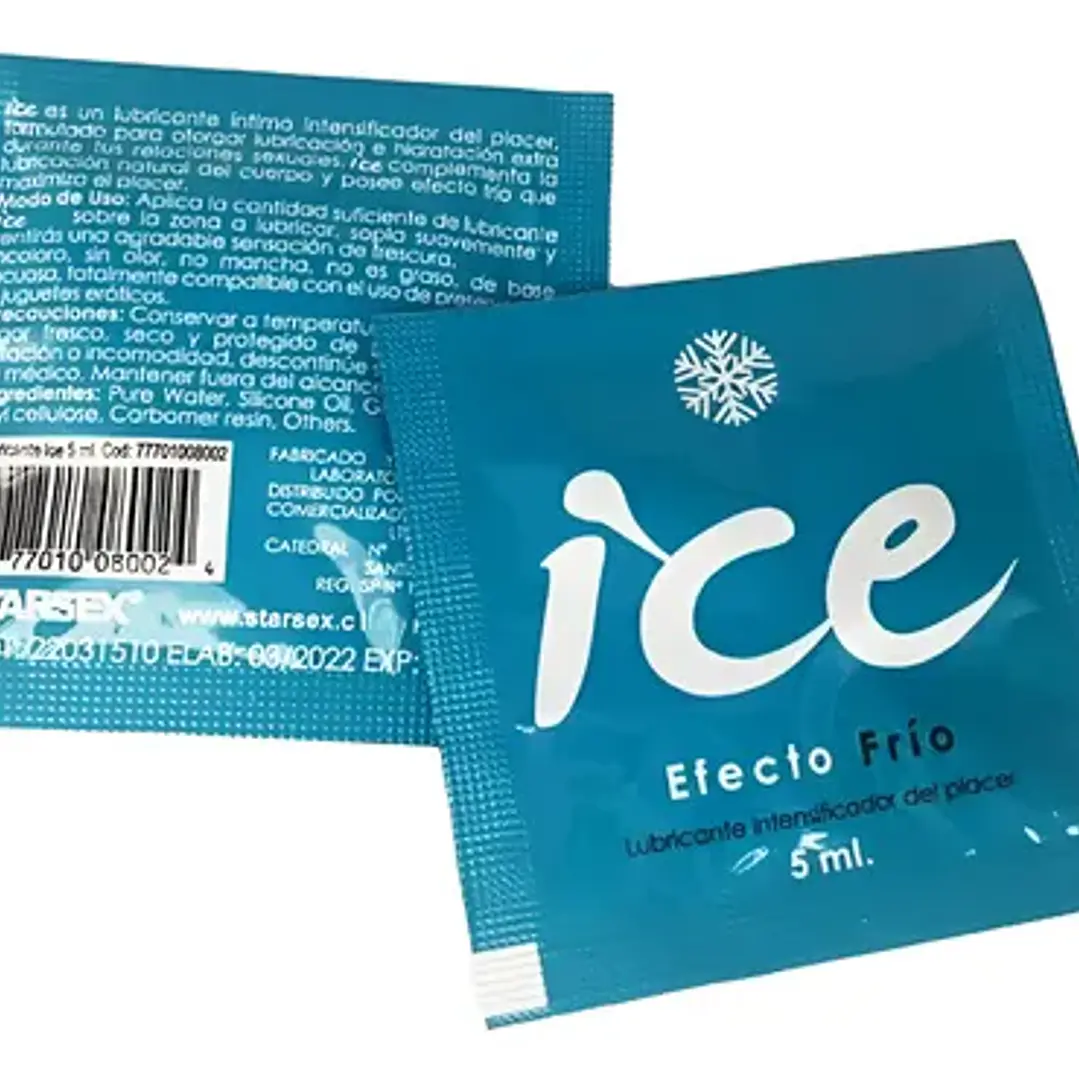 Sachet Lubricante Híbrido ICE Starsex 5ml - Efecto Frío Estimulante 2