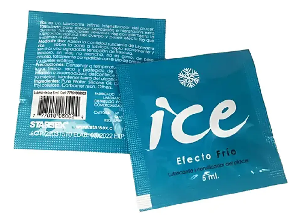 Sachet Lubricante Híbrido ICE Starsex 5ml - Efecto Frío Estimulante 2