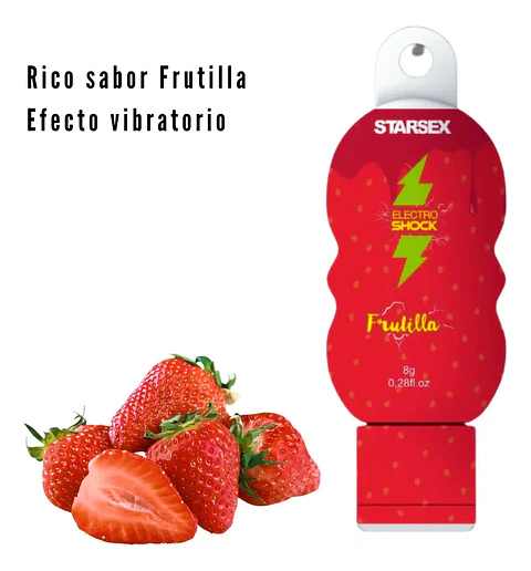 Gel Estimulante Electro Shock Frutilla 8g - Efecto Vibración Líquida