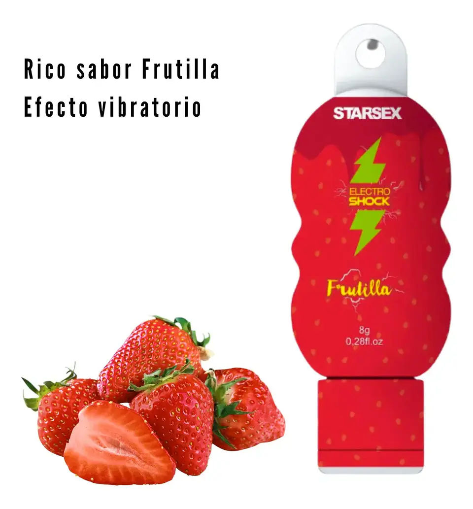 Gel Estimulante Electro Shock Frutilla 8g - Efecto Vibración Líquida 2