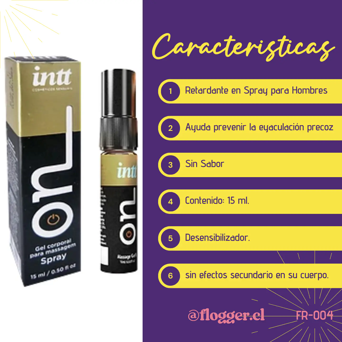 Retardante Masculino Spray On Intt 15ml - Prolongador Herbal de Alta Eficacia 3