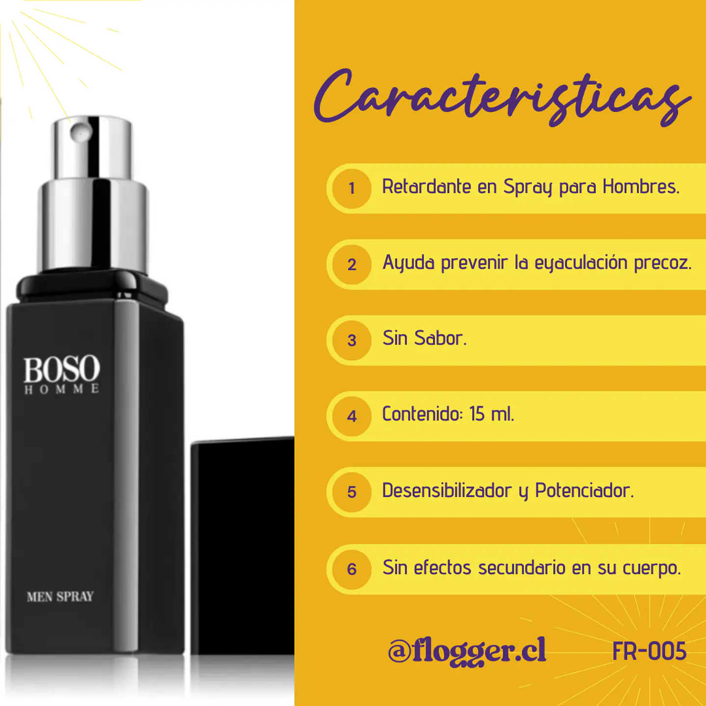 Retardante y Potenciador Masculino Boso Spray 15ml - Efecto Prolongado 3