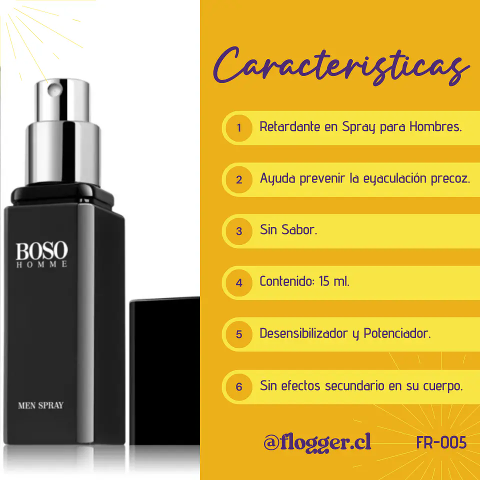 Retardante y Potenciador Masculino Boso Spray 15ml - Efecto Prolongado 3
