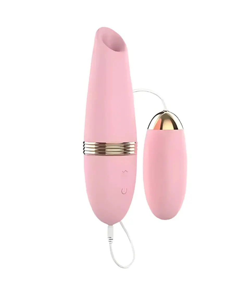 Vibrador 2 en 1 LILO Rosado - Huevo Interno y Succionador 2