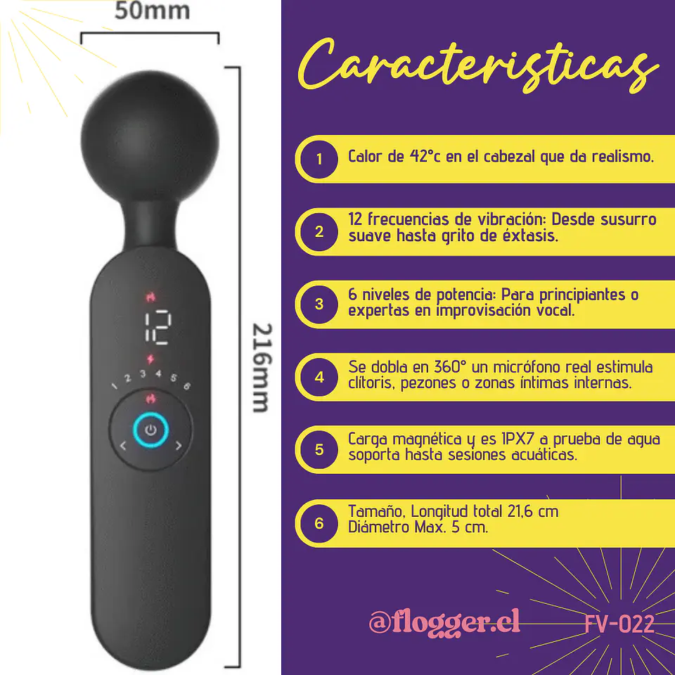 Vibrador Masajeador Ares con Calor Corporal (42°C)  5