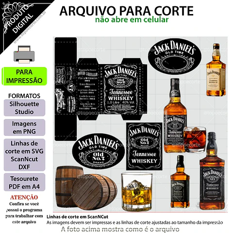 Arquivo de Corte Topo de Bolo Bebidas Whisky Jack Daniels 2