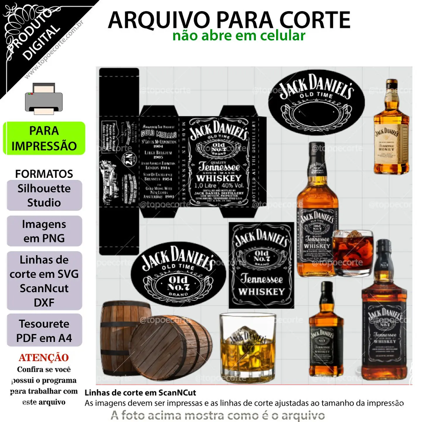 Arquivo de Corte Topo de Bolo Bebidas Whisky Jack Daniels 2 1