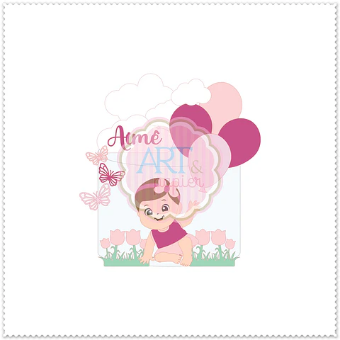 Arquivo de Corte Topo de Bolo Jardim Baby Bebê Menina 55