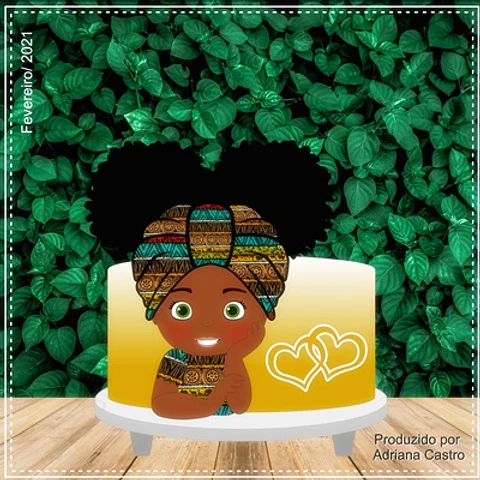 Arquivo de Corte Topo de Bolo Baby Bebê Menina Afro 52