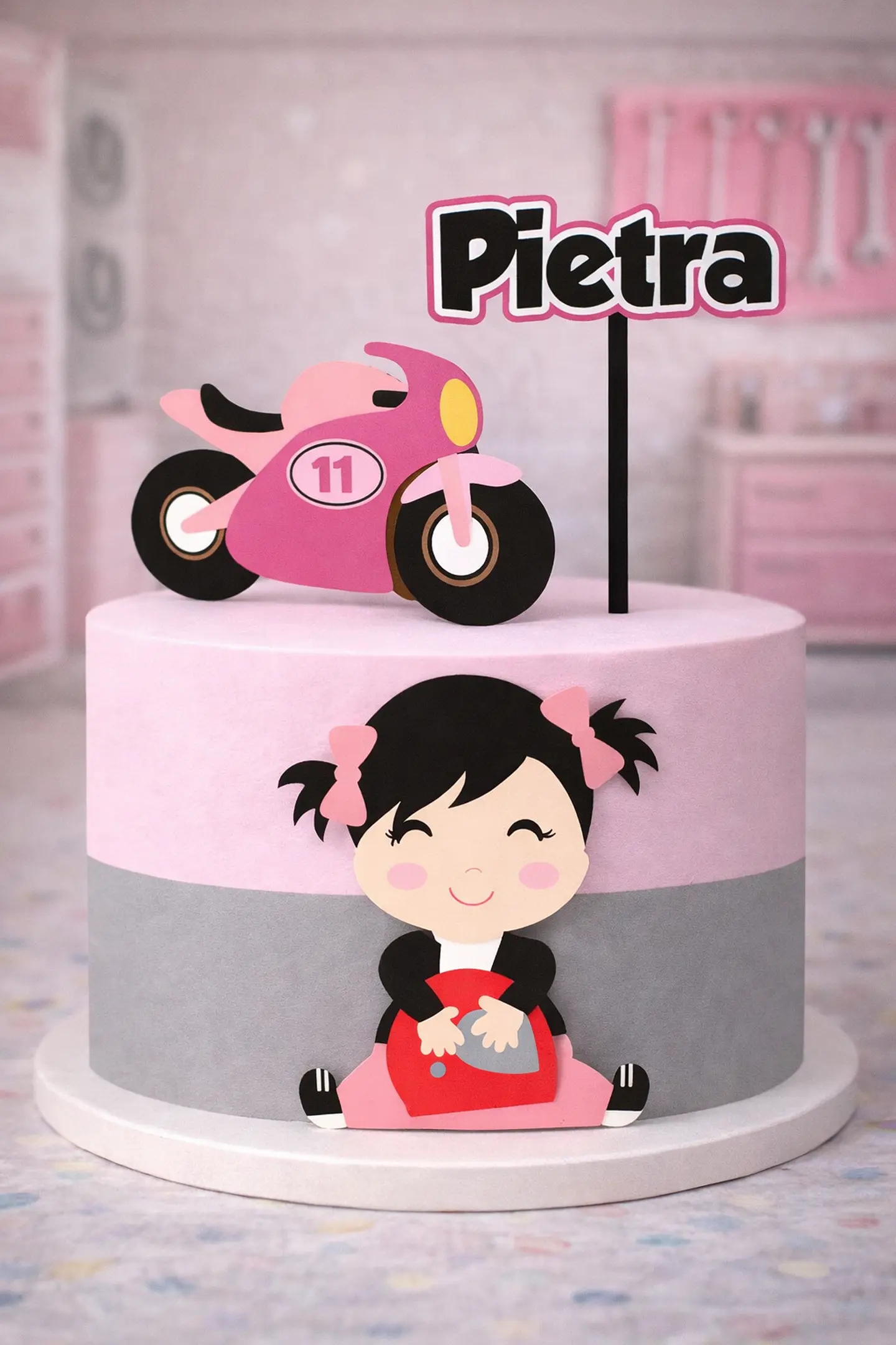 Arquivo de Corte Topo de Bolo Moto Baby Bebê Menina 38 1