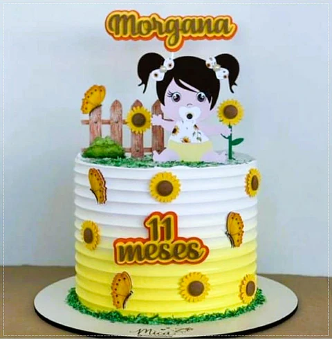 Arquivo de Corte Topo de Bolo Girassol Baby Bebê Menina 30