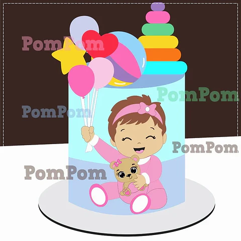 Arquivo de Corte Topo de Bolo Brinquedos Baby Bebê Menina 29