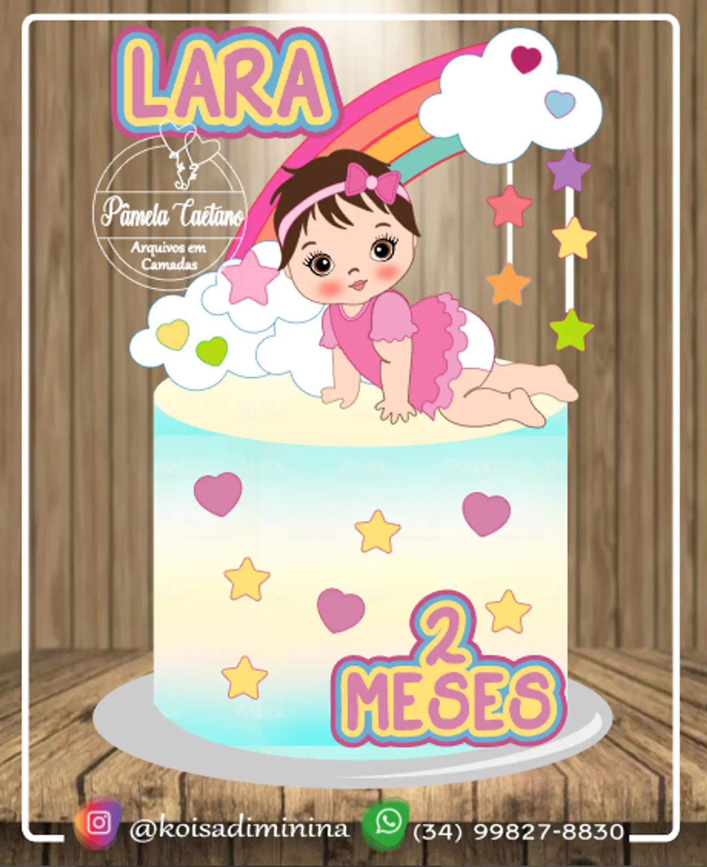 Arquivo de Corte Topo de Bolo Chuva de Amor Baby Bebê Menina 7 1