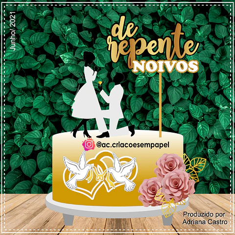 Arquivo de Corte Topo de Bolo Noivado Noiva 16