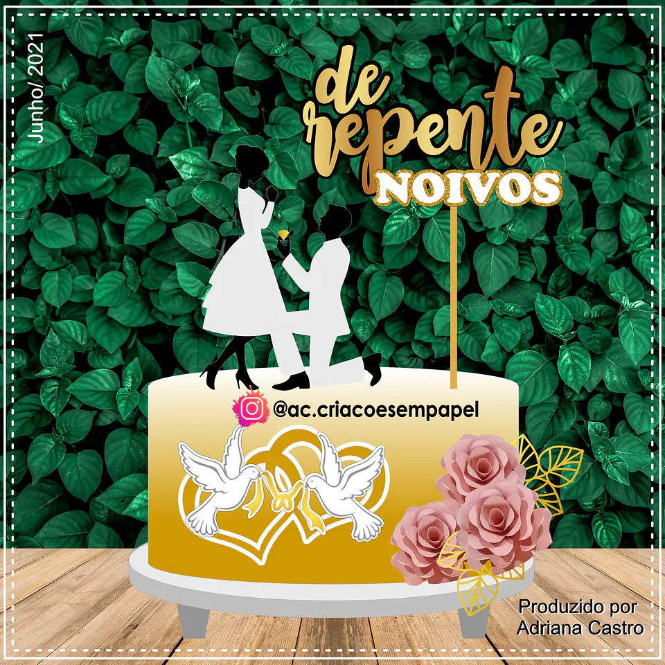 Arquivo de Corte Topo de Bolo Noivado Noiva 16 1