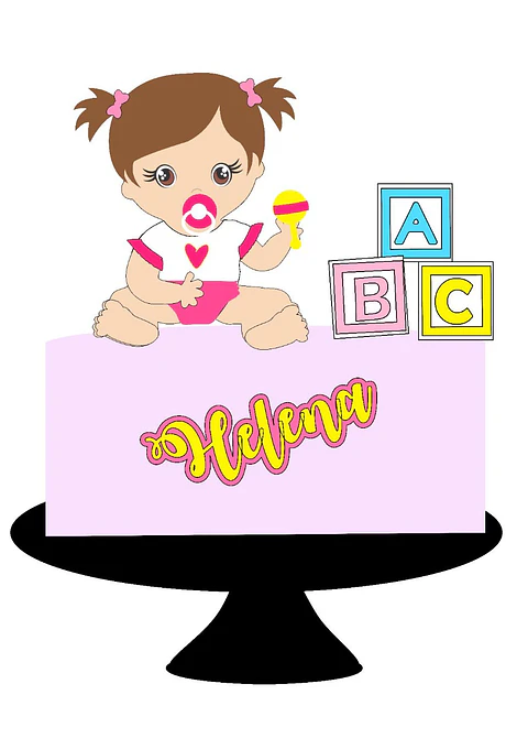 Arquivo de Corte Topo de Bolo Baby Bebê Menina 43