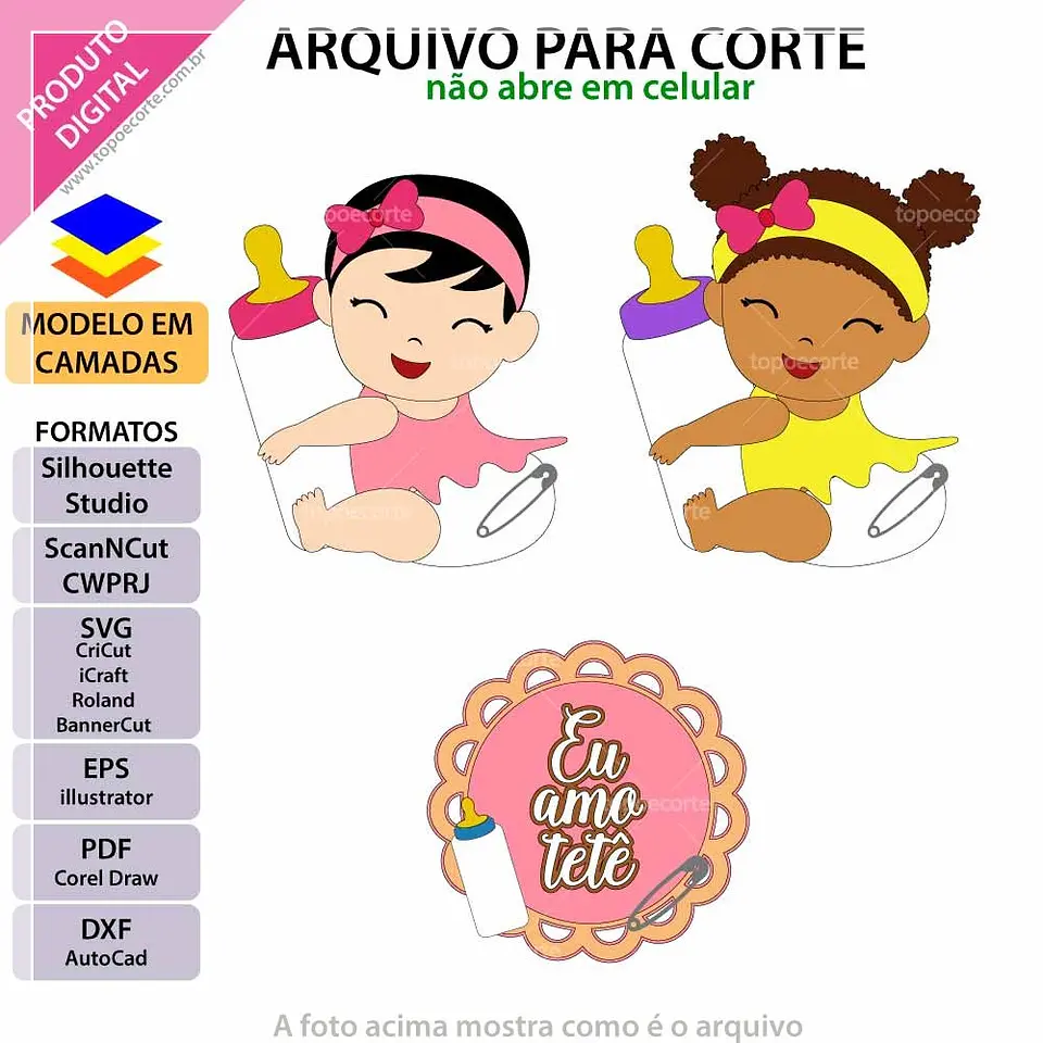 Arquivo de Corte Topo de Bolo Baby Bebê Menina 5 1