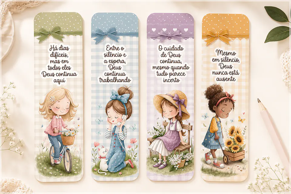 Arquivo de Corte Marca Paginas Coleção Meninas e Flores 1