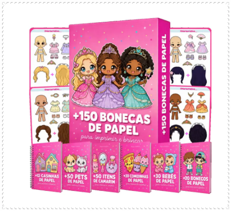 Arquivo de Corte Combo Paper Dolls Bonecas de Papel 1 1