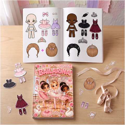 Arquivo de Corte Livro Interativo Paper Dolls Bonecas de Papel Bailarina 2