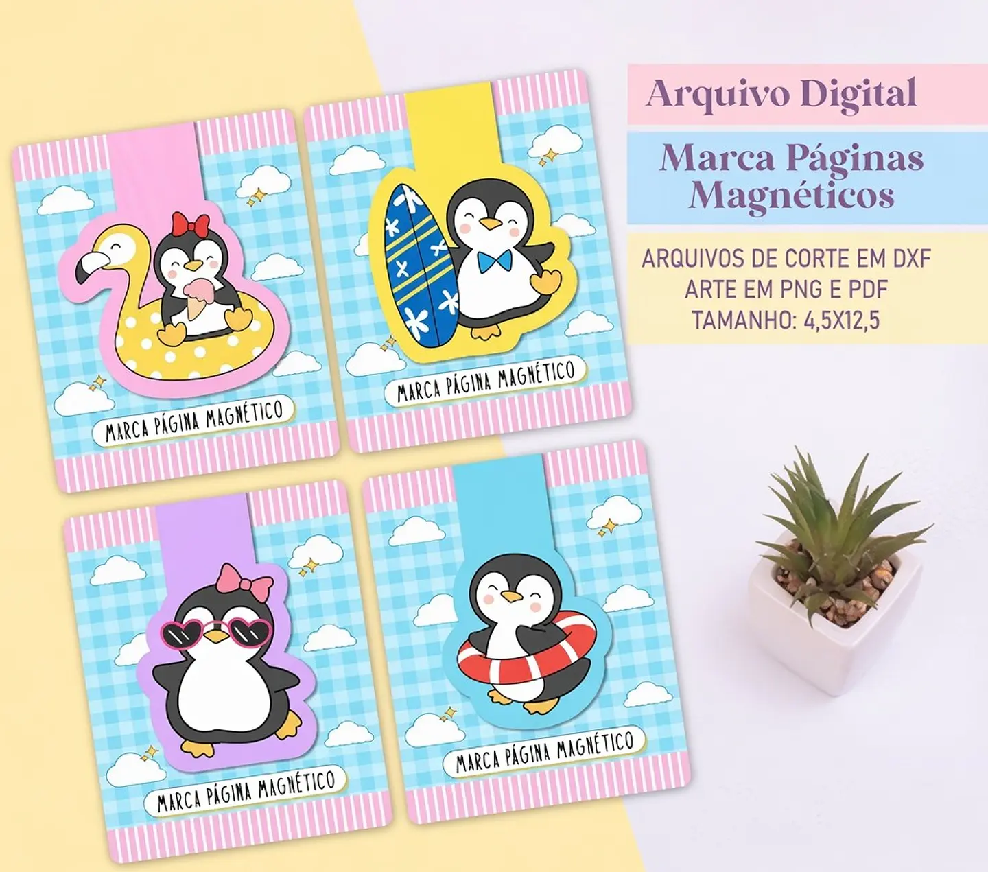 Arquivo de Corte - Marca Pagina Pinguins 1