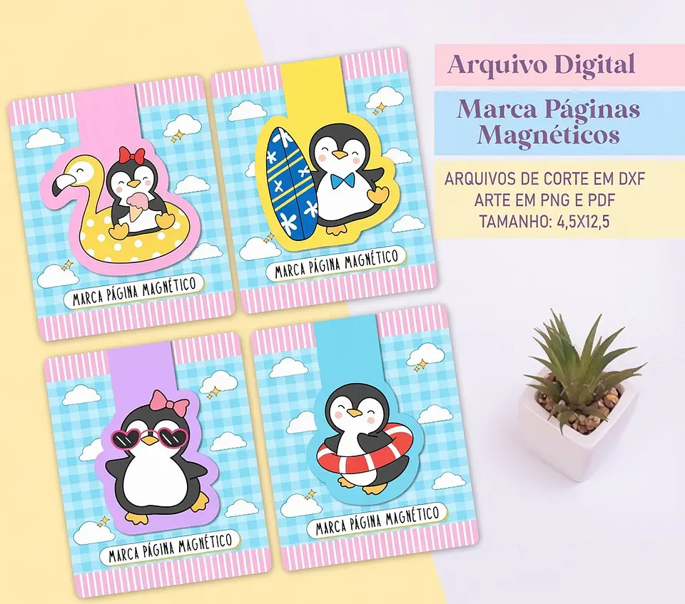 Arquivo de Corte - Marca Pagina Pinguins 1