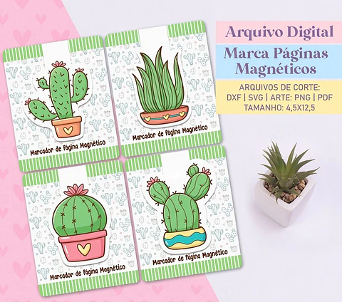 Arquivo de Corte - Marca Pagina Cactos