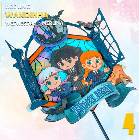 Arquivo de Corte Topo de Bolo Wandinha 43